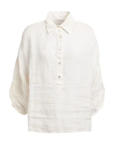 120% Lino Woman Top Cream Size 6 Linen In White