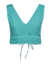 120% Lino Woman Top Emerald Green Size 8 Linen In Green