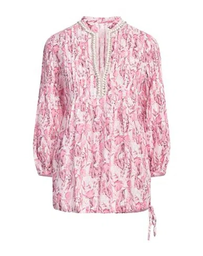 120% Lino Woman Top Fuchsia Size 10 Linen In Pink