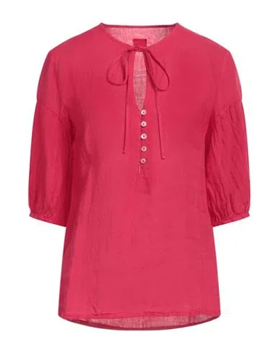 120% Lino Woman Top Fuchsia Size 12 Linen In Pink
