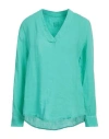 120% Lino Woman Top Green Size 8 Linen In Green