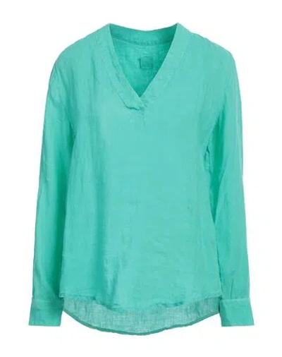 120% Lino Woman Top Green Size 8 Linen