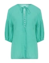 120% Lino Woman Top Green Size 12 Linen In Green