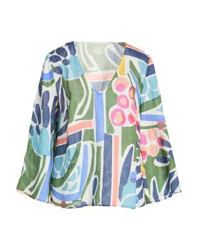 120% Lino Woman Top Green Size 6 Linen