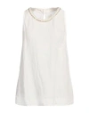 120% Lino Woman Top Ivory Size 10 Linen In White