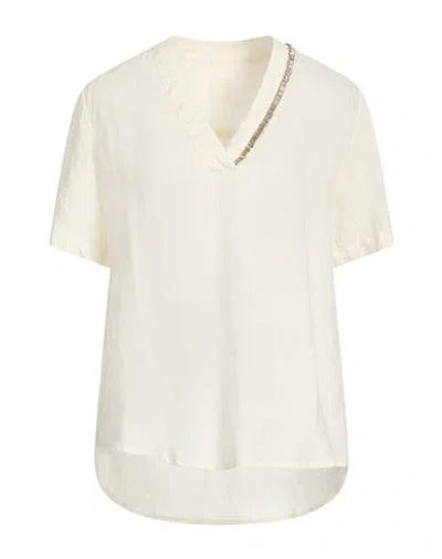 120% Lino Woman Top Ivory Size 6 Linen In White