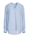 120% Lino Woman Top Light Blue Size 4 Linen In Blue
