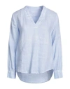 120% Woman Blouse Sky Blue Size 4 Linen In Blue