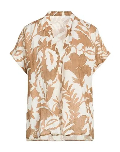 120% Lino Woman Top Light Brown Size 6 Linen In Neutral