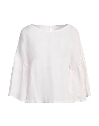 120% Lino Woman Top Light Pink Size 10 Linen