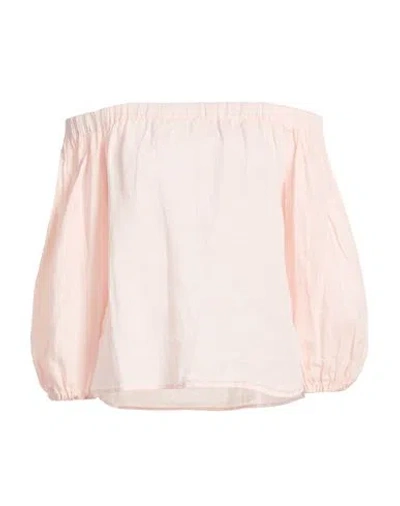 120% Lino Woman Top Light Pink Size 8 Linen