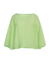 120% Lino Woman Top Lime Green Size 10 Linen