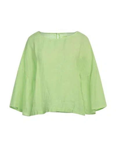 120% Lino Woman Top Lime Green Size 10 Linen