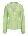 120% Lino Woman Top Lime Green Size 12 Linen In Green