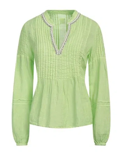 120% Lino Woman Top Lime Green Size 12 Linen