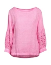 120% Lino Woman Top Magenta Size L Linen