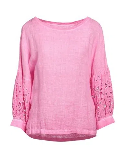 120% Lino Woman Top Magenta Size L Linen