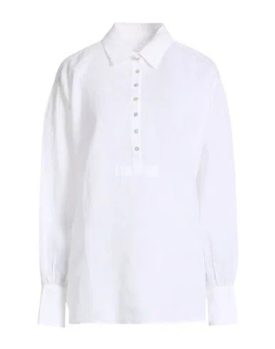120% Lino Woman Top Off White Size 10 Linen