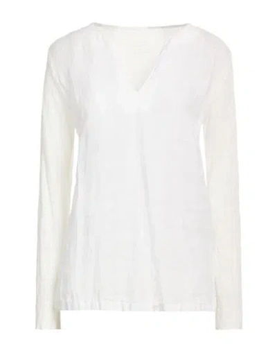 120% Lino Woman Top Off White Size S Linen In Multi