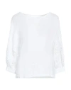 120% Lino Woman Top Off White Size L Linen