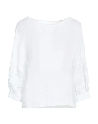 120% Lino Woman Top Off White Size L Linen