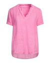 120% Lino Woman Top Pink Size 12 Linen
