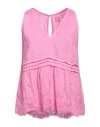 120% Lino Woman Top Pink Size 12 Linen In Pink
