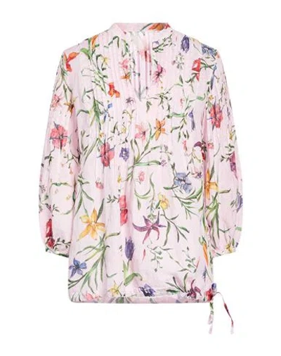 120% Lino Woman Top Pink Size 6 Linen In Multi
