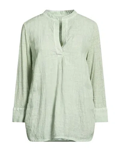 120% Lino Woman Top Sage Green Size S Linen