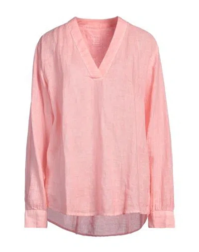 120% Lino Woman Top Salmon Pink Size 12 Linen