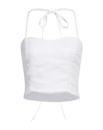 120% Lino Woman Top White Size 10 Linen