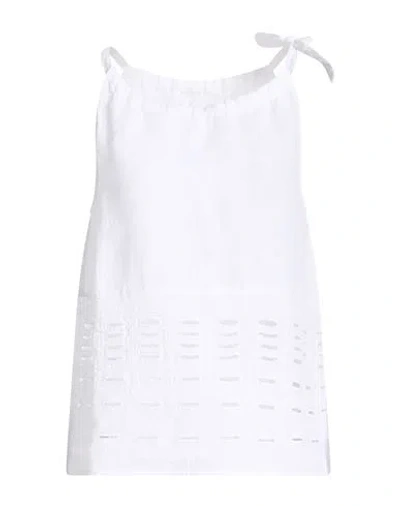 120% Lino Woman Top White Size 10 Linen