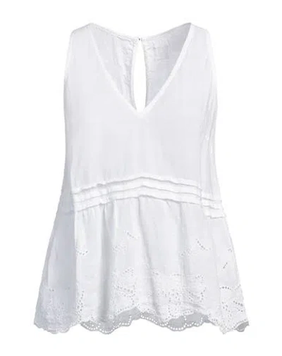 120% Lino Woman Top White Size 10 Linen In White