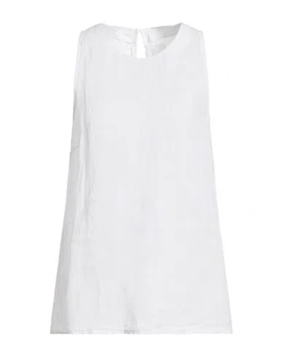 120% Lino Woman Top White Size 12 Linen