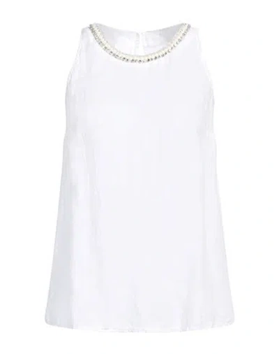 120% Lino Woman Top White Size 12 Linen