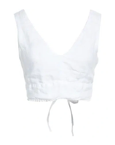 120% Lino Woman Top White Size 4 Linen