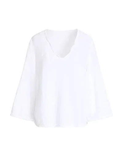 120% Lino Woman Top White Size 6 Linen