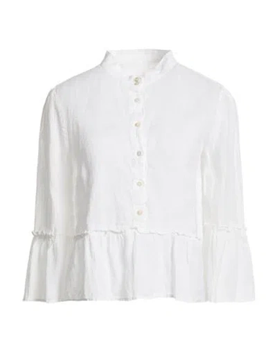 120% Lino Woman Top White Size 6 Linen In Yellow