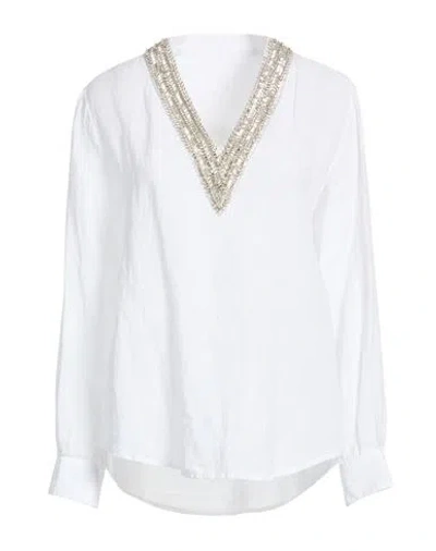 120% Lino Woman Top White Size 8 Linen