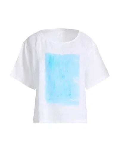 120% Lino Woman Top White Size 8 Linen