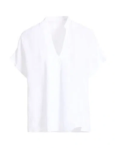 120% Lino Woman Top White Size 8 Linen In Metallic