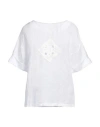 120% Lino Woman Top White Size L Linen In White