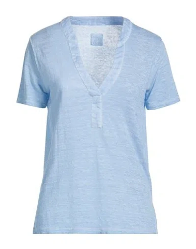 120% Lino Woman T-shirt Azure Size S Linen In Blue