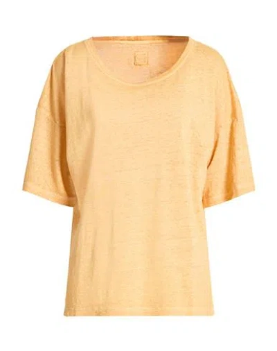 120% Lino Woman T-shirt Camel Size S Linen In Yellow