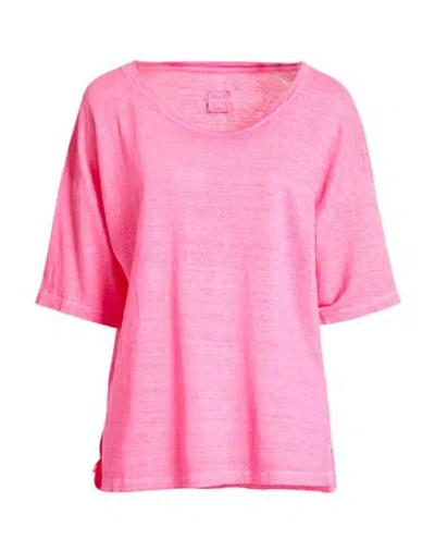 120% Lino Woman T-shirt Fuchsia Size Xs Linen In Pink