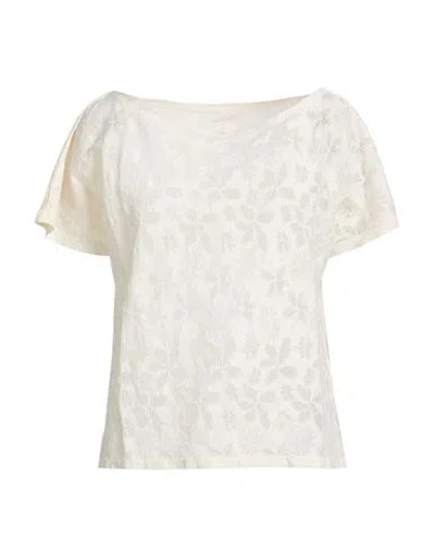 120% Lino Woman T-shirt Ivory Size S Linen, Cotton, Polyamide In White