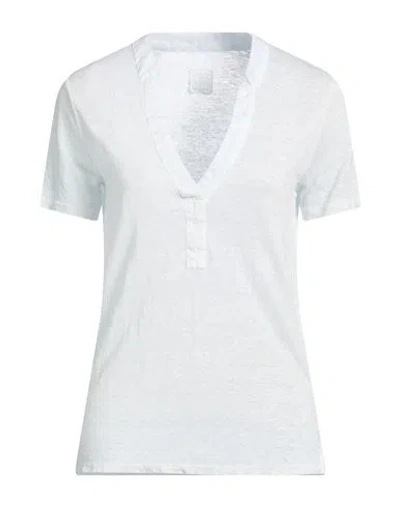 120% Lino Woman T-shirt Sky Blue Size L Linen In White