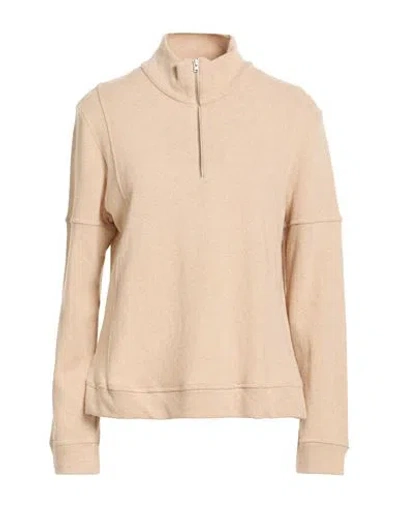 120% Lino Woman Turtleneck Beige Size L Cashmere, Viscose, Linen, Wool In Brown