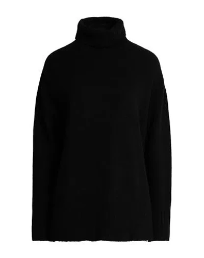 120% Lino Woman Turtleneck Black Size L Cashmere, Wool