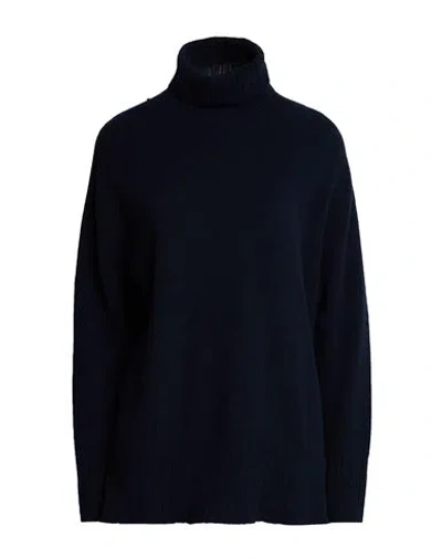 120% Lino Woman Turtleneck Midnight Blue Size L Cashmere, Wool